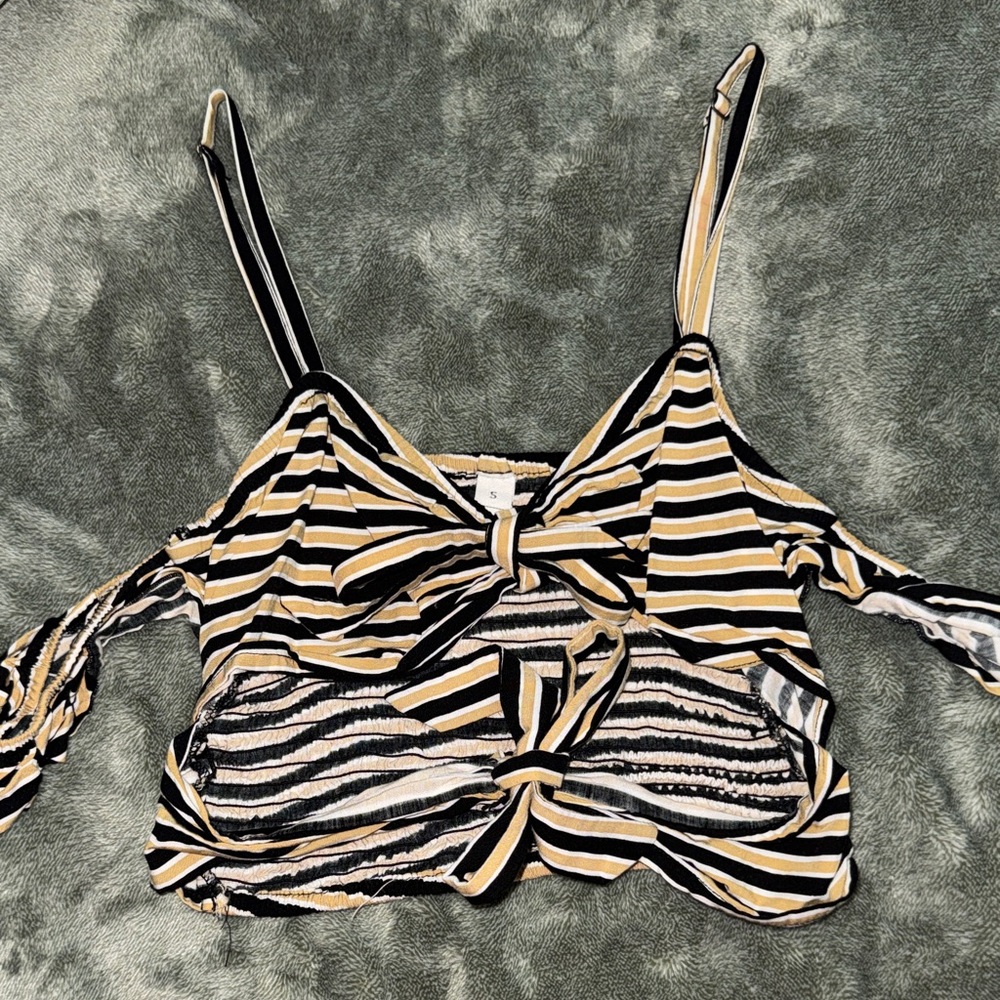 Chic Striped Black and Tan Crop Top